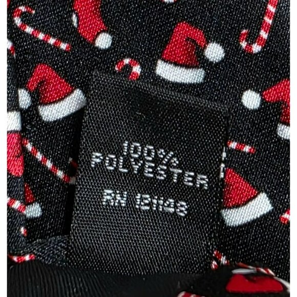 VTG Santa Hat Candy Cane Christmas Neck Tie Novelty Holiday Party Black Red Noel - Picture 7 of 7